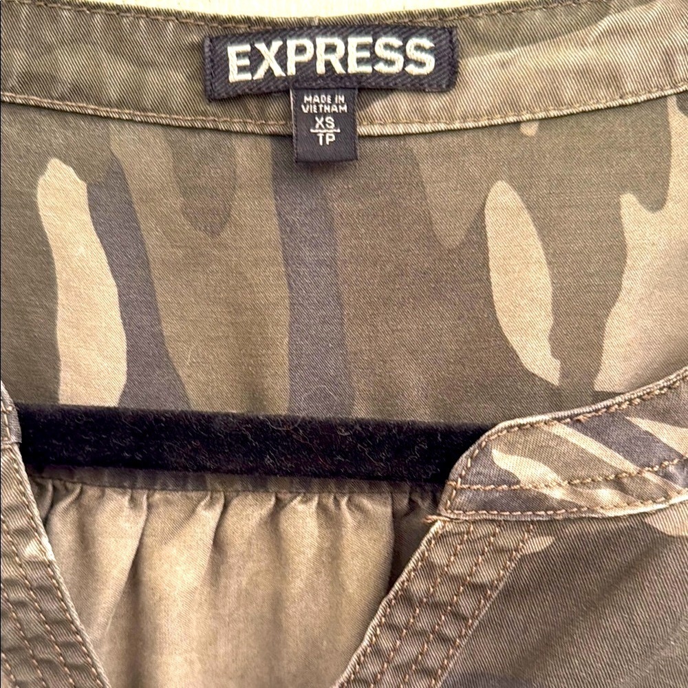Express Camouflage Long Sleeve Shirt Dress - Picture 5 of 5